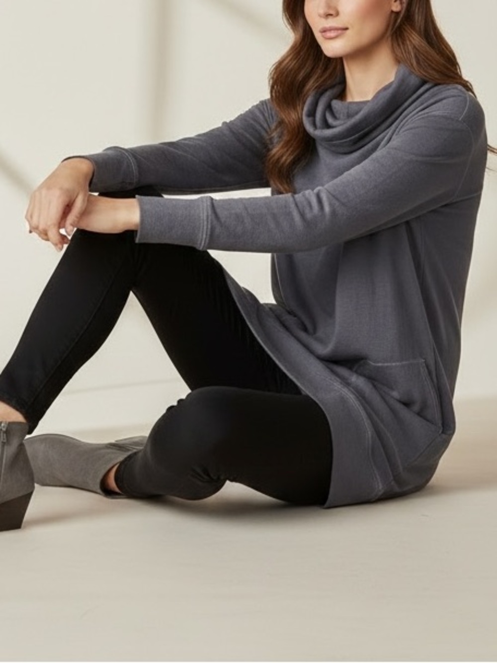 Athleta Cowl Neck Long Sleeve Pocket Sweatshirt Dress Medium